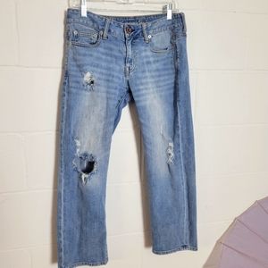 American Eagle Outfitters Light Wash Denim Boyfit Distressed Jeans Size 4
